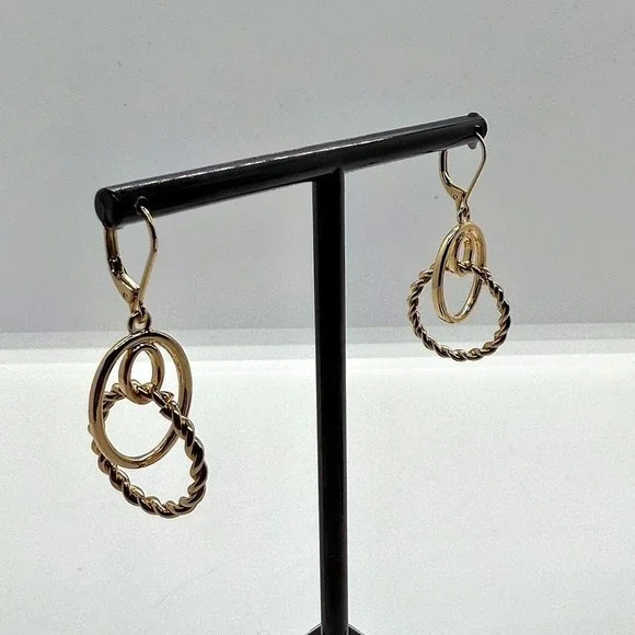 Emberly set of 2 - small gold earrings sets hoops and dangle NEW - Picture 7 of 8